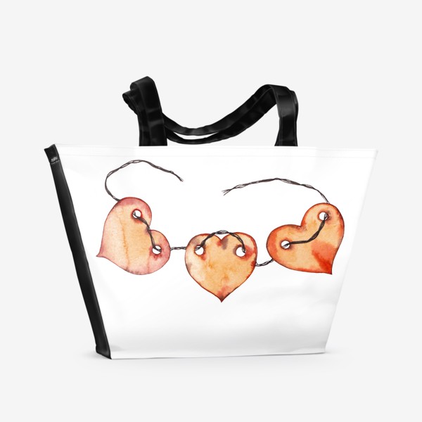 Пляжная сумка «Бусики Бумажные сердечки»