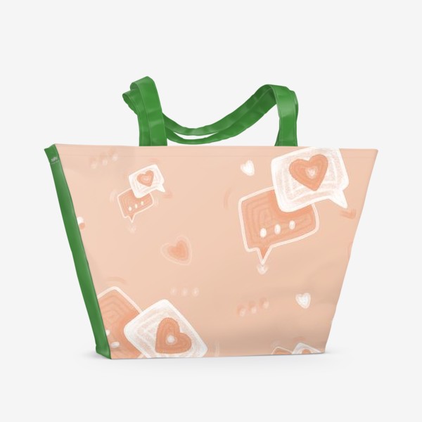 Пляжная сумка «любовные сообщения. персиковый паттерн в подарок на день святого валентина»