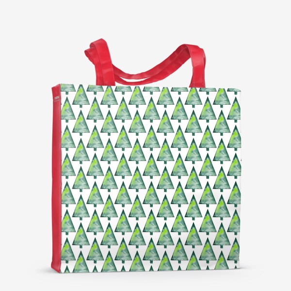 Сумка-шоппер «Новогодний абстрактный паттерн из зеленых треугольных ёлок»
