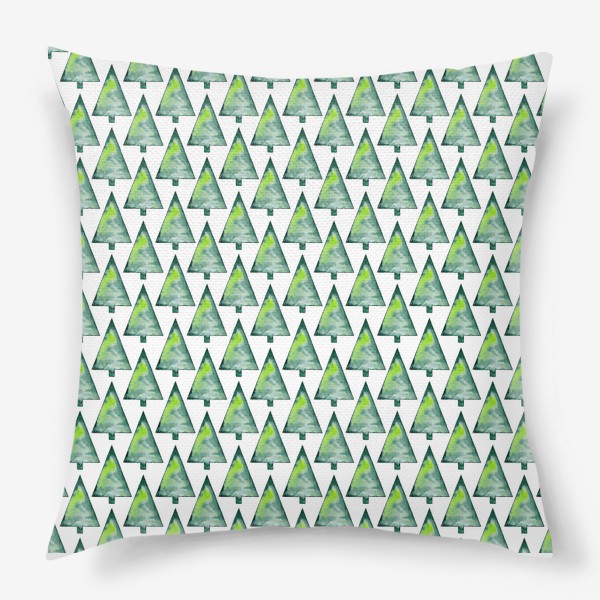 Подушка «Новогодний абстрактный паттерн из зеленых треугольных ёлок»