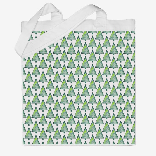 Сумка хб «Новогодний абстрактный паттерн из зеленых треугольных ёлок»
