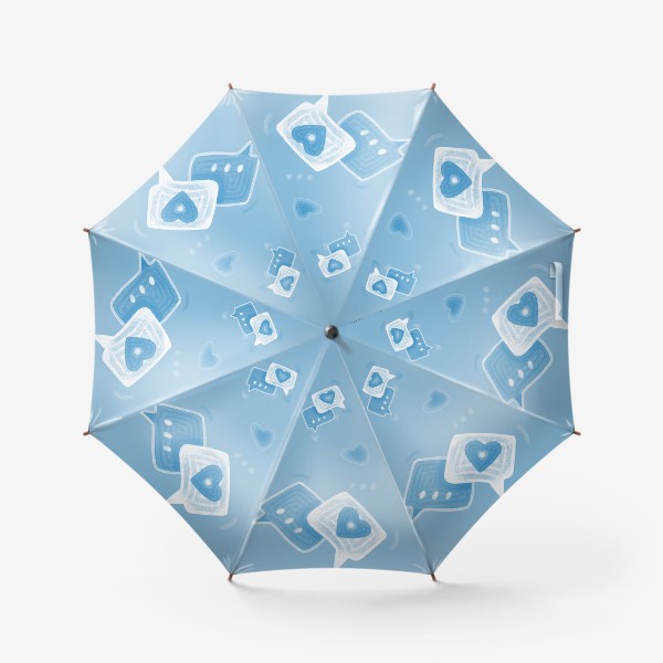 Зонт «Голубой паттерн с любовными сообщениями на день святого валентина»
