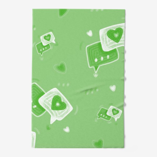 Полотенце «любовные сообщения,зеленый паттерн на день святого валентина»