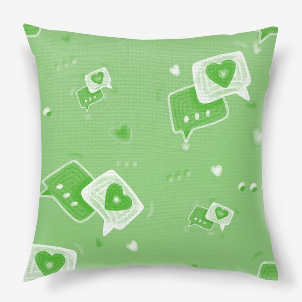 Подушка «любовные сообщения,зеленый паттерн на день святого валентина»