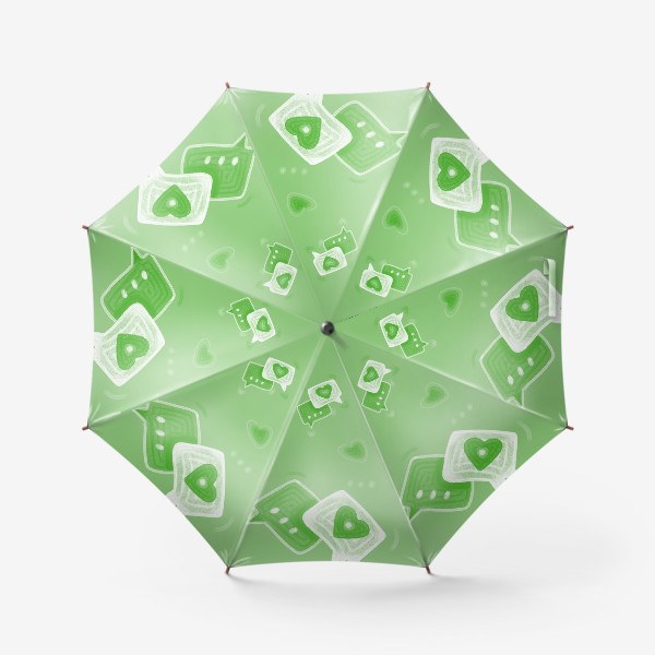 Зонт «любовные сообщения,зеленый паттерн на день святого валентина»