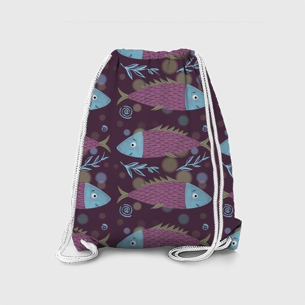 Рюкзак «Рыбы фиолетовые паттерн»