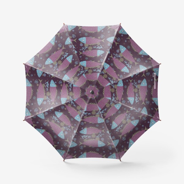 Зонт «Рыбы фиолетовые паттерн»