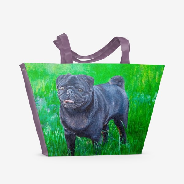 Пляжная сумка «Мопс в траве»
