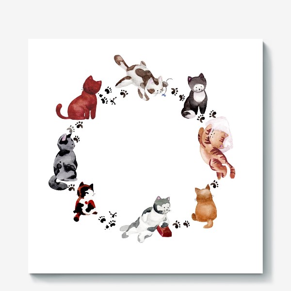 Холст «Забавные акварельные котята»