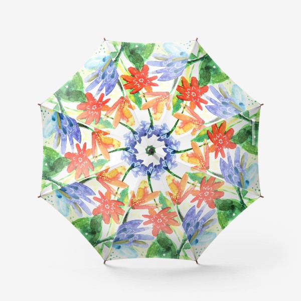 Зонт «Акварельные цветы, природа акварелью, скетч акварель»