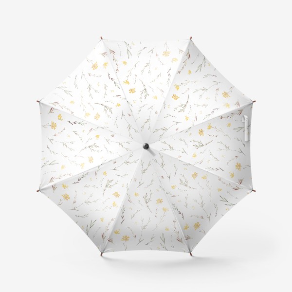 Зонт «Акварельный нарисованный вручную бесшовный фон с простыми нежными иллюстрациями цветущих желтых маленьких цветов. Поле»