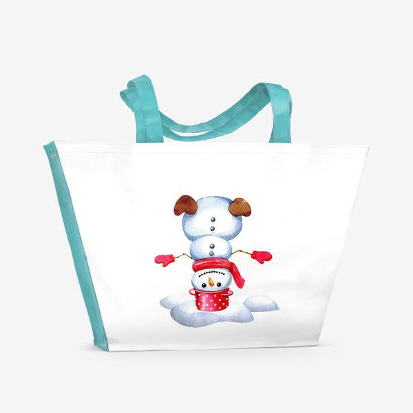 Пляжная сумка «Снеговик на голове»