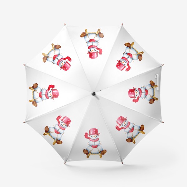 Зонт «Снеговичек на санках»
