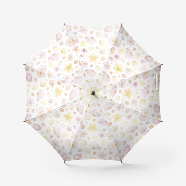 Зонт «Акварельный нарисованный вручную бесшовный фон с нежными иллюстрациями абстрактных розовых и желтых  цветов»