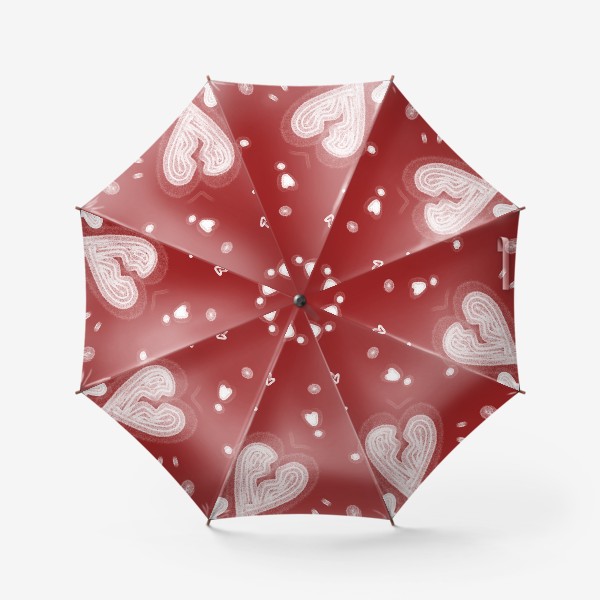 Зонт &laquo;белые сердца на красном фоне паттерн на день святого валентина&raquo;