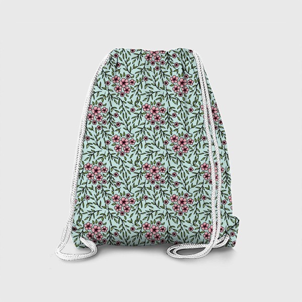 Рюкзак «Цветы сакуры и веточки - паттерн»
