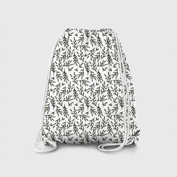 Рюкзак «Зеленые веточки на белом - паттерн»