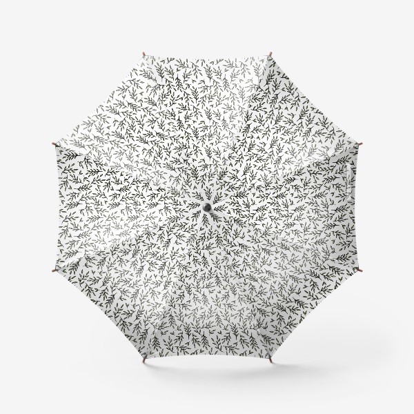 Зонт «Зеленые веточки на белом - паттерн»