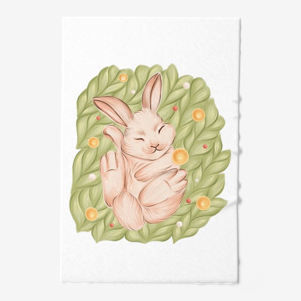 Полотенце «Кролик сладко спит на вязанном пледе»