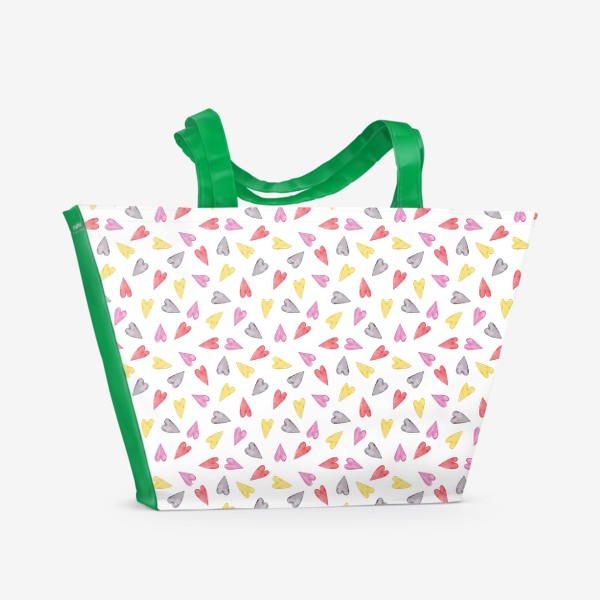 Пляжная сумка «Пастельный паттерн Цветные сердечки»
