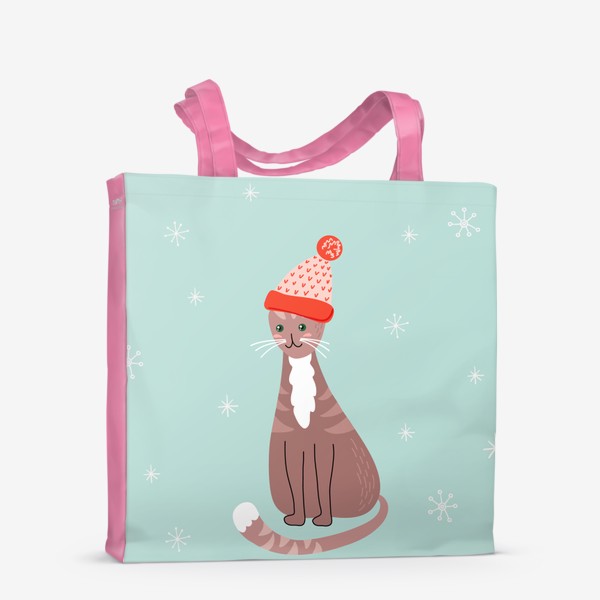 Сумка-шоппер «Новогодний принт с котом»