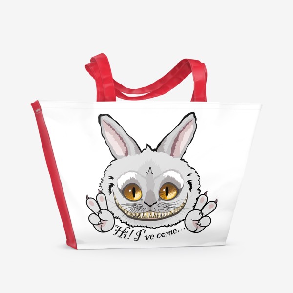 Пляжная сумка «Чеширский кролик, серый»