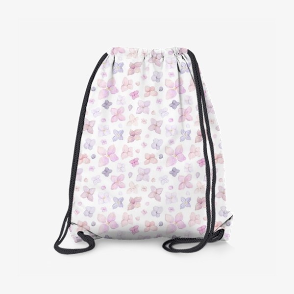 Рюкзак «Акварельный нарисованный вручную бесшовный фон с нежными иллюстрациями абстрактных цветов сирени. Фиолетовый, розовый»