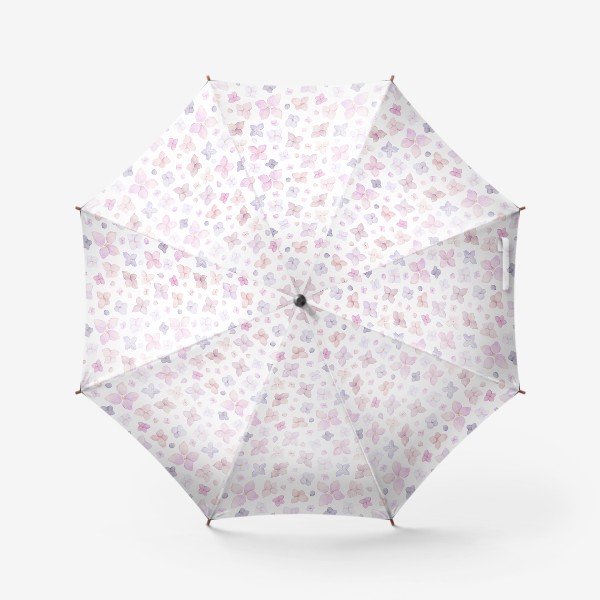 Зонт «Акварельный нарисованный вручную бесшовный фон с нежными иллюстрациями абстрактных цветов сирени. Фиолетовый, розовый»