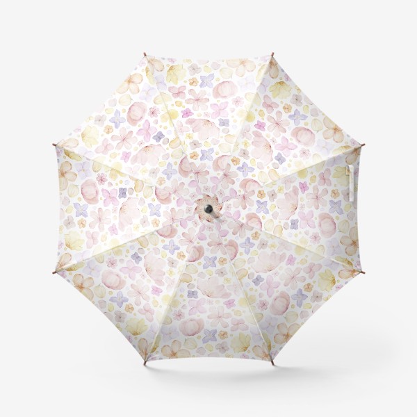 Зонт «Акварельный нарисованный вручную бесшовный фон с нежными иллюстрациями абстрактных розовых и желтых  цветов»