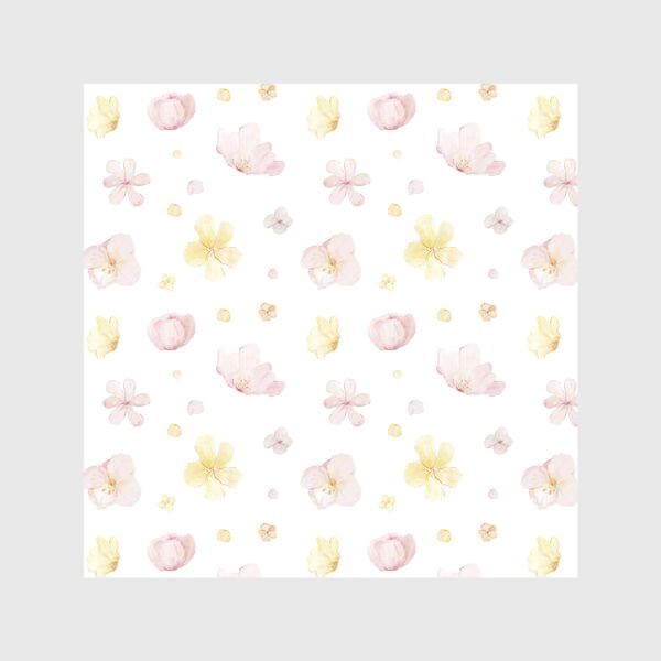 Скатерть «Акварельный нарисованный вручную бесшовный фон с нежными иллюстрациями абстрактных розовых и желтых  цветов»