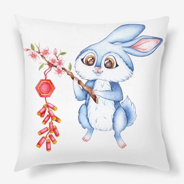 Подушка «Кролик и китайские хлопушки  / Милый зайчик »