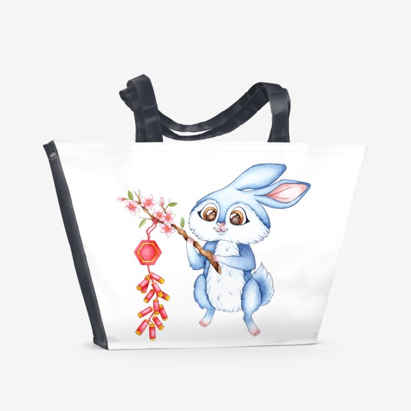 Пляжная сумка «Кролик и китайские хлопушки  / Милый зайчик »