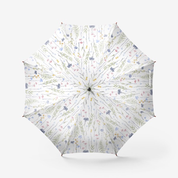 Зонт «Акварельный нарисованный вручную бесшовный фон с нежными весенними иллюстрациями абстрактных цветов, зеленых веточек»