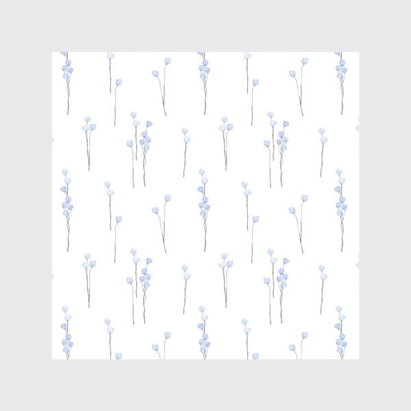 Шторы «Акварельный нарисованный вручную весенний бесшовный фон с нежными иллюстрациями абстрактных голубых и синих цветов»