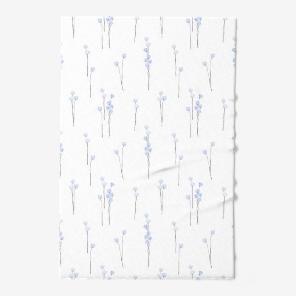 Полотенце &laquo;Акварельный нарисованный вручную весенний бесшовный фон с нежными иллюстрациями абстрактных голубых и синих цветов&raquo;