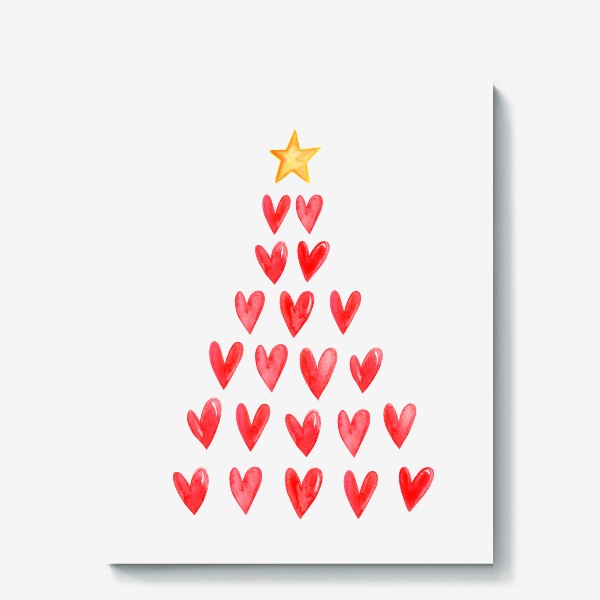 Холст «Новогодняя елка из сердечек»