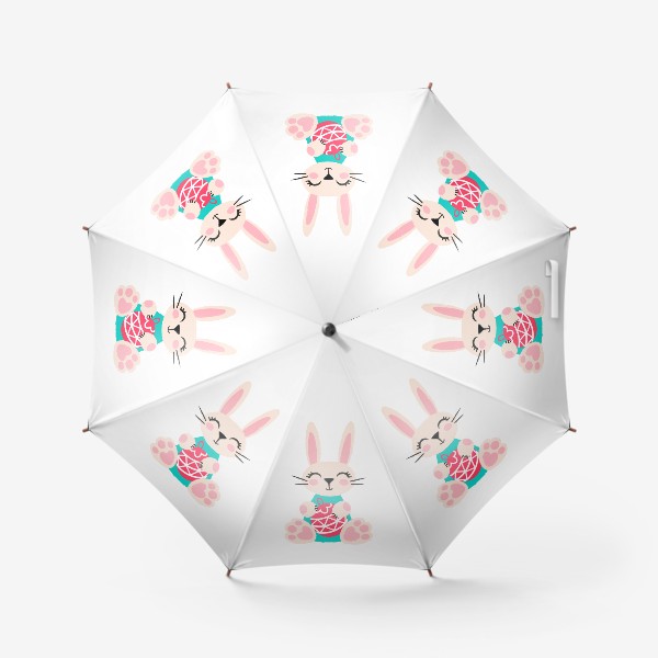 Зонт «Новогодний милый кролик с ёлочным шаром»