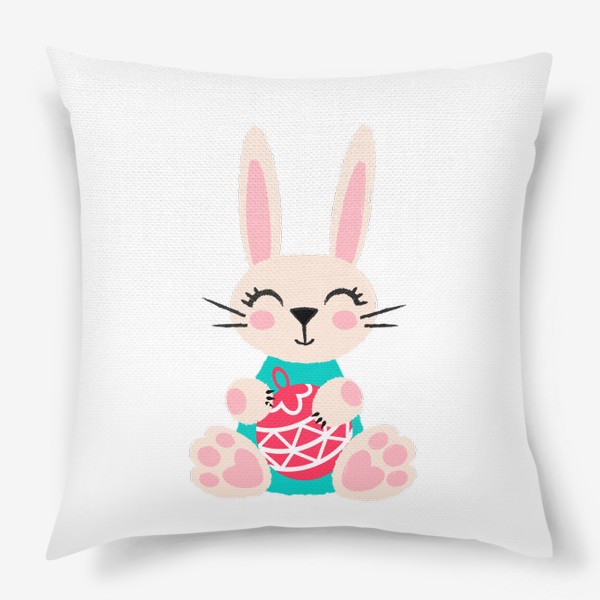 Подушка «Новогодний милый кролик с ёлочным шаром»