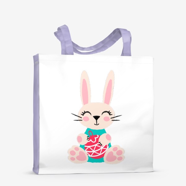 Сумка-шоппер «Новогодний милый кролик с ёлочным шаром»