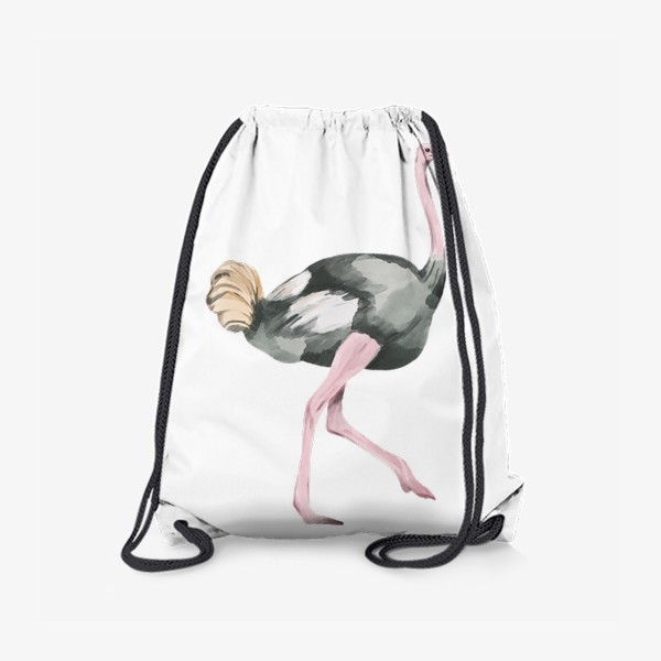 Рюкзак «Акварельная нарисованная вручную яркая иллюстрация со страусом. Животные и птицы Африки, зоопарк»