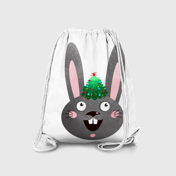 Рюкзак «Черный кролик с новогодней елкой»