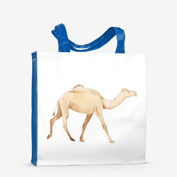 Сумка-шоппер &laquo;Акварельная нарисованная вручную яркая иллюстрация с бежевым одногорбым верблюдом. Животные Африки, зоопарк&raquo;
