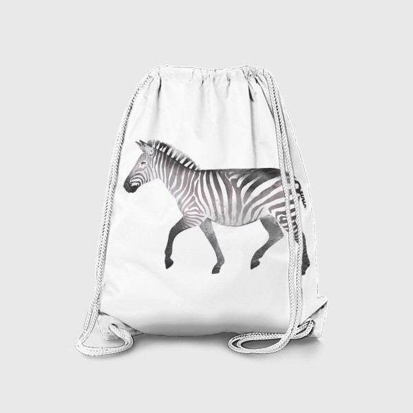 Рюкзак «Акварельная нарисованная вручную яркая иллюстрация с полосатой черно-белой зеброй. Животные Африки, зоопарк»