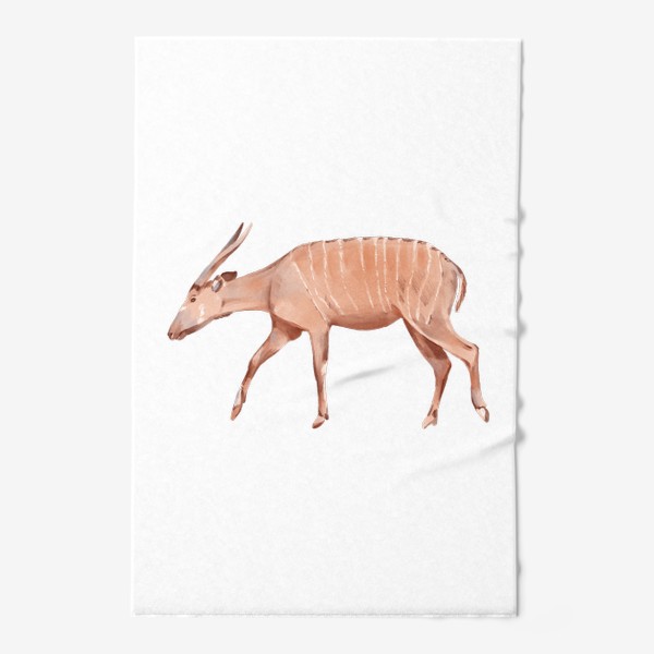 Полотенце «Акварельная нарисованная вручную яркая иллюстрация с полосатой антилопой. Животные Африки, зоопарк»