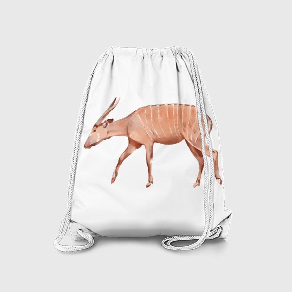 Рюкзак «Акварельная нарисованная вручную яркая иллюстрация с полосатой антилопой. Животные Африки, зоопарк»