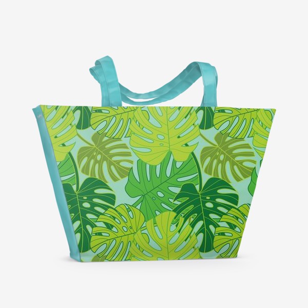 Пляжная сумка «яркий узор с большими резными листьями»