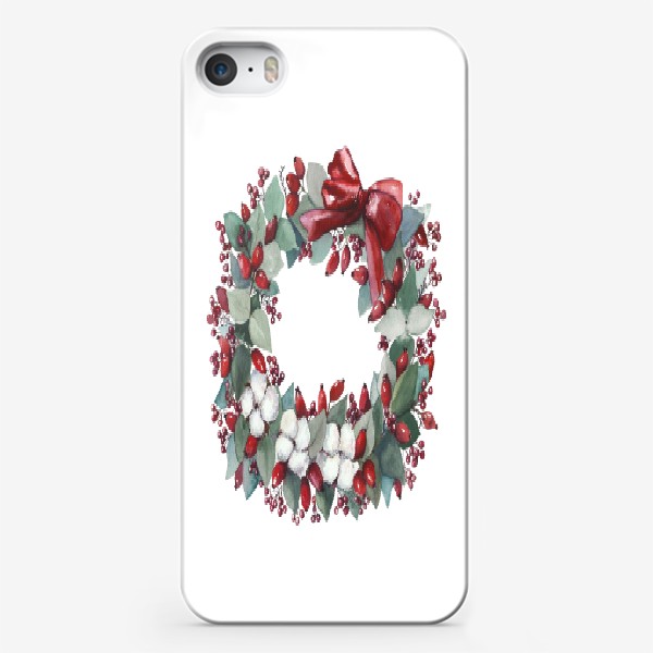 Чехол iPhone «Зимний венок с эвкалиптом и шиповником»