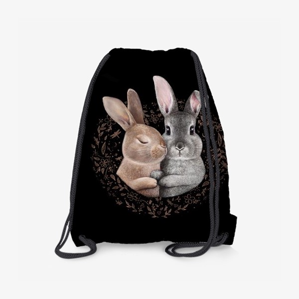Рюкзак «Семья кроликов на черном»