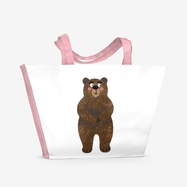 Пляжная сумка «Милый медведь Стоящий мишка Коричневый медвежонок»