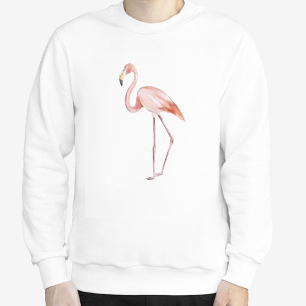 Свитшот «Акварельная нарисованная вручную яркая иллюстрация с розовым фламинго. Птица Африки»